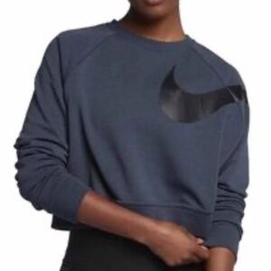 Nike Cropped Sweatshirt in Slate Blue with Black Swoosh